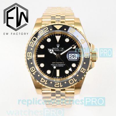 EW Factory Swiss 3285 Replica Rolex new GMT Master II Yellow Gold Jubilee 40mm